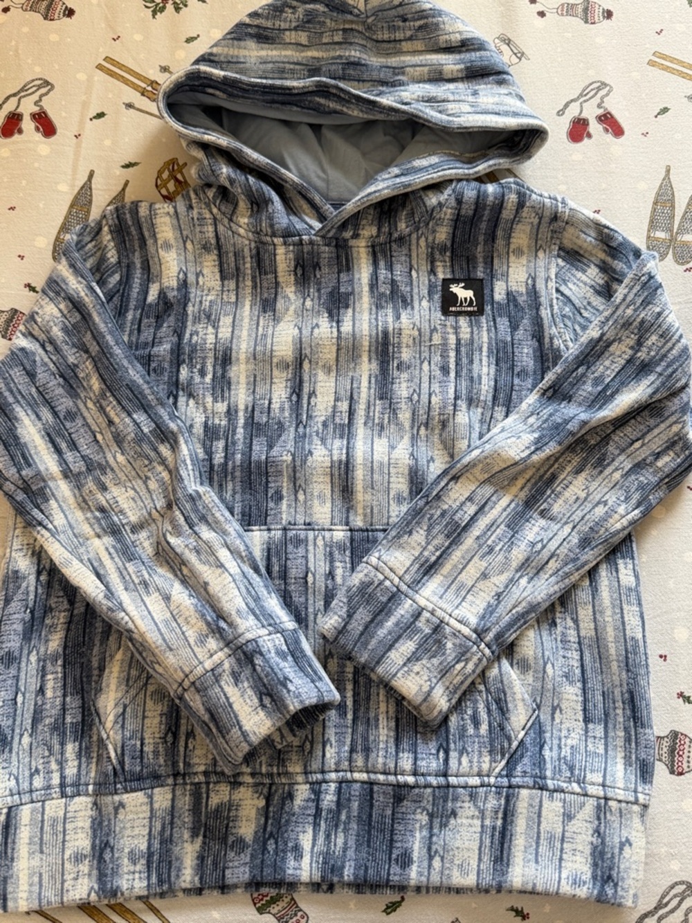 Abercrombie & Fitch Heathered Blue and Cream Hoodie